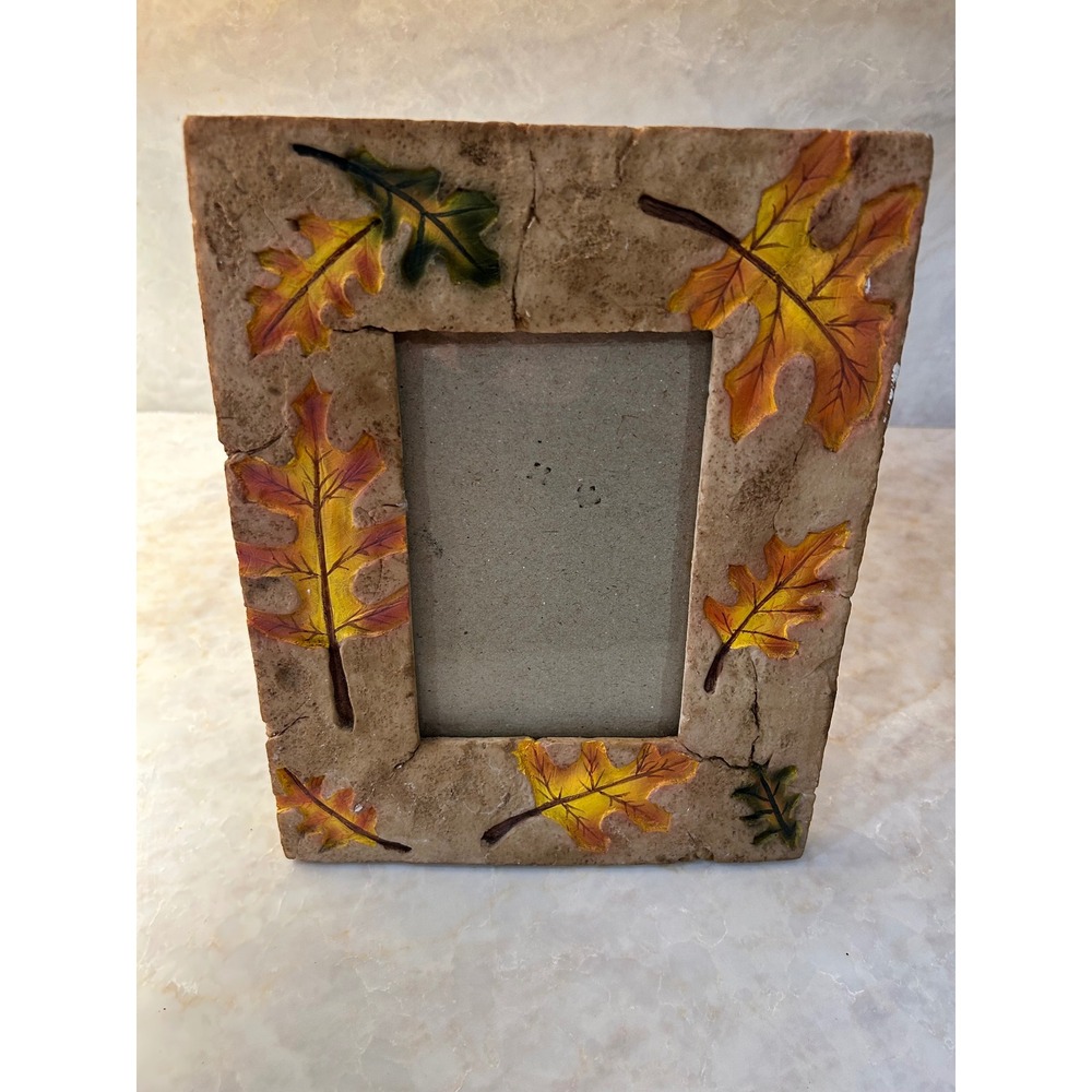 Rustic Autumn Leaves Picture Frame 4x6 Fall Harvest Resin Tabletop Wall Decor